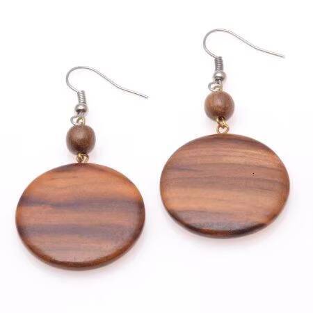 High Quality bohemian Exaggerated Eardrop Geometric Long Tassel Wooden Beads Earrings for Women
