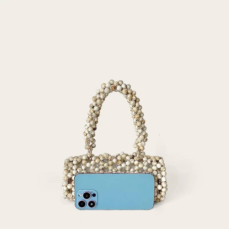 Meet You Summer Vintage Acrylic Hand Beaded Fashion Hollow Out Design Women's Evening Party Purse Female Beach Bag high-quality