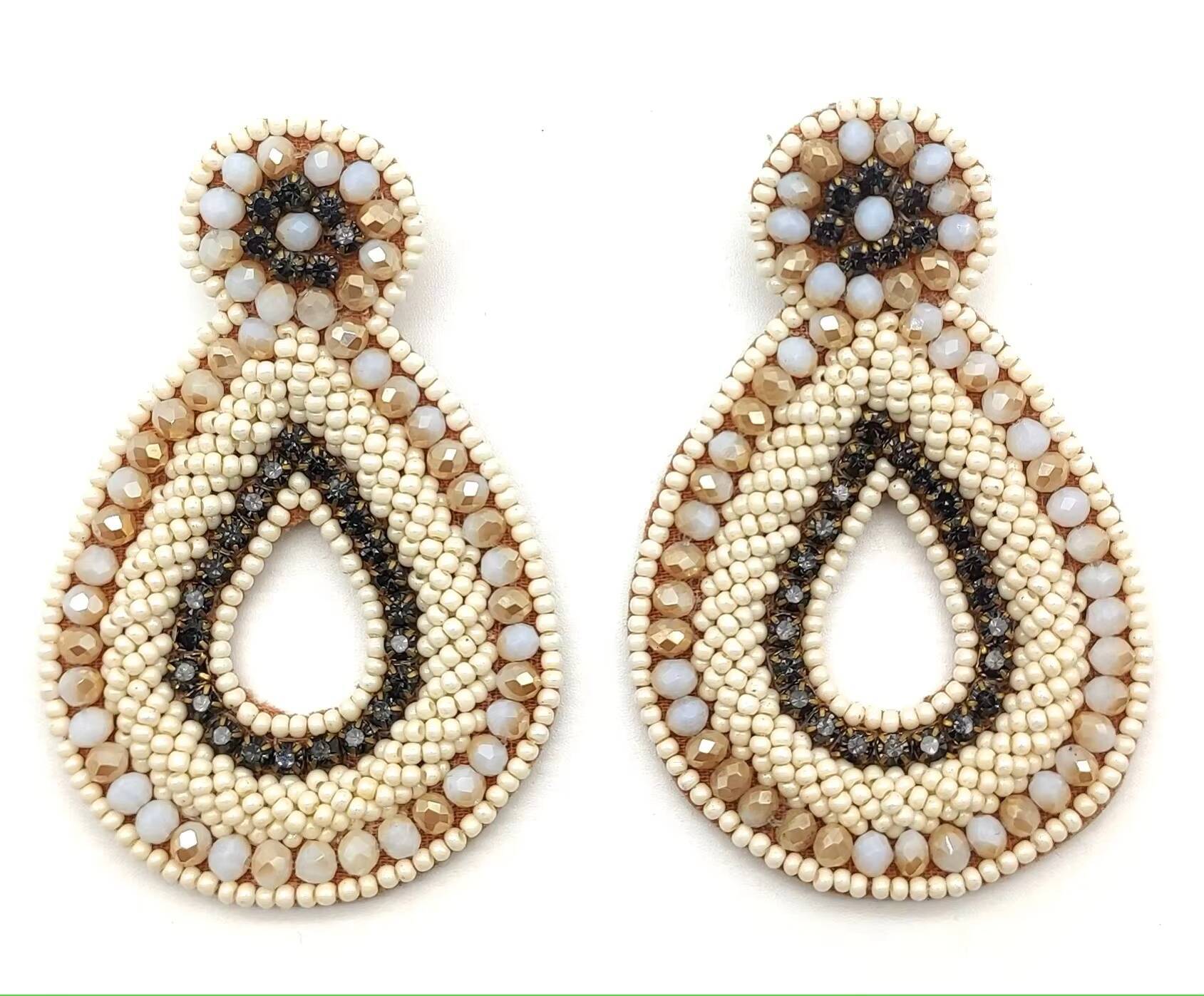 Design Handmade Embroidery bohemian Seed Beaded fashion Earrings Indian Women's Jewelry