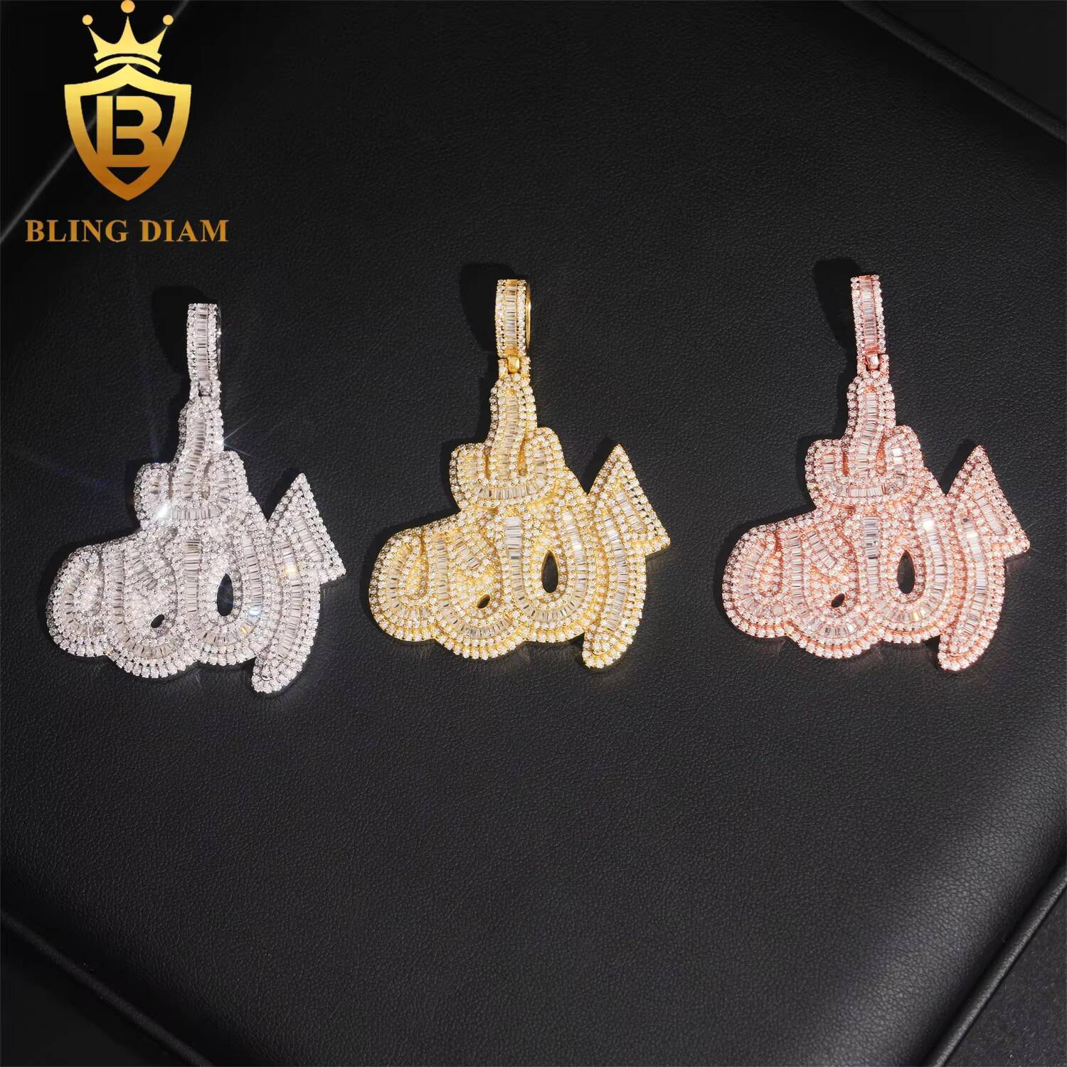 Iced Out Jewelry Ready to Ship 925 Sterling Silver Vvs Moissanite Fire Allah Pendant Pendants and Chain Necklace for Men