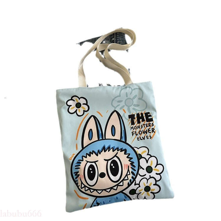 New Labubu Single Eco-friendly Canvas Casual Shoulder Shopping Internet Celebrity Bag Cartoon