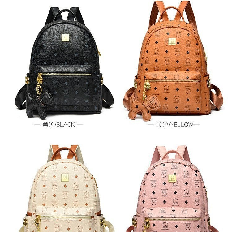 Designer Luxury Bear Men's And Women's Backpacks, Fashionable PU Retro Classic Printed Backpacks, Multi-purpose Girls' Backpacks