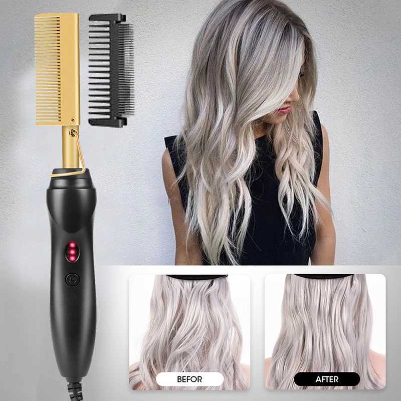 Professional Electric Ceramic Ionic Hair Straightener Brush Hot Comb Pressing Electric Hot Comb Hair Straightener W250814