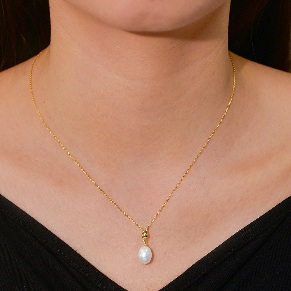 S Pure Sier Natural Baroque Pearl Pendant Necklace for Women Simple Versatile Elegant Clavicle Chain