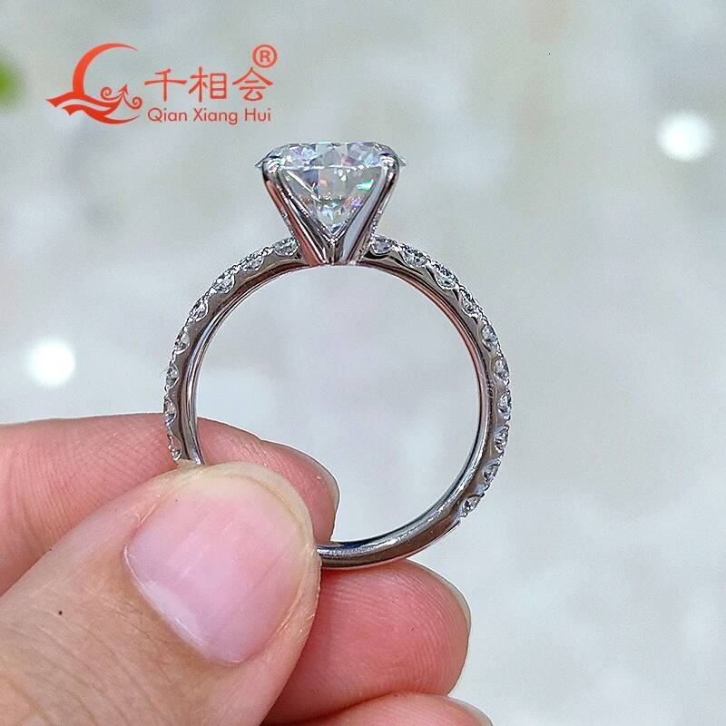 4ct 10mm round Moissanite Diamond Ring 2/3 Band 925 Sterling Silver D Color VVS Wedding Jewelry Making Engagement Ring