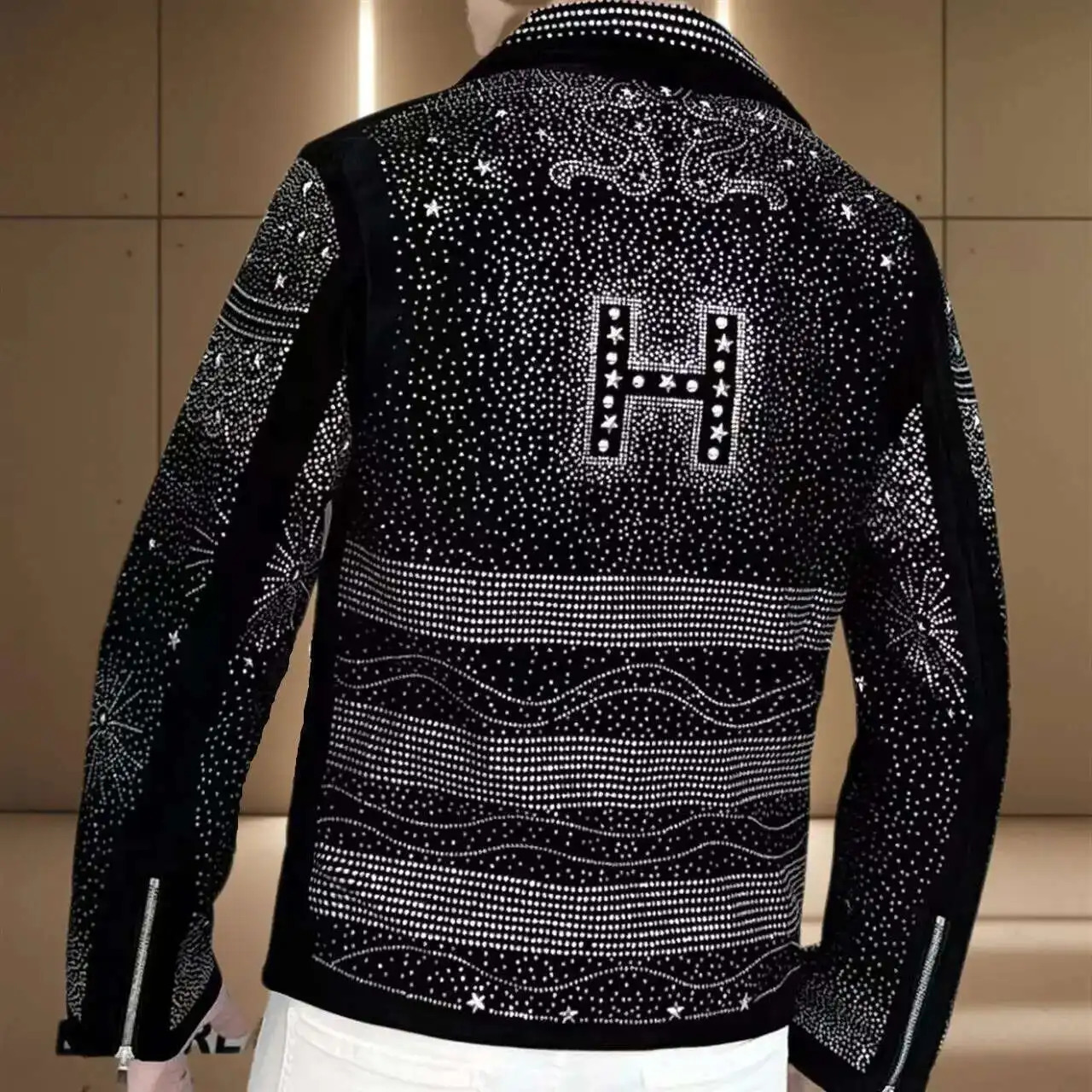 Black Rhinestones Jacket Men Jacket Coat Jaqueta Bomber Diamond Top Quality Drill Punk Club Outfit Jacket 250811