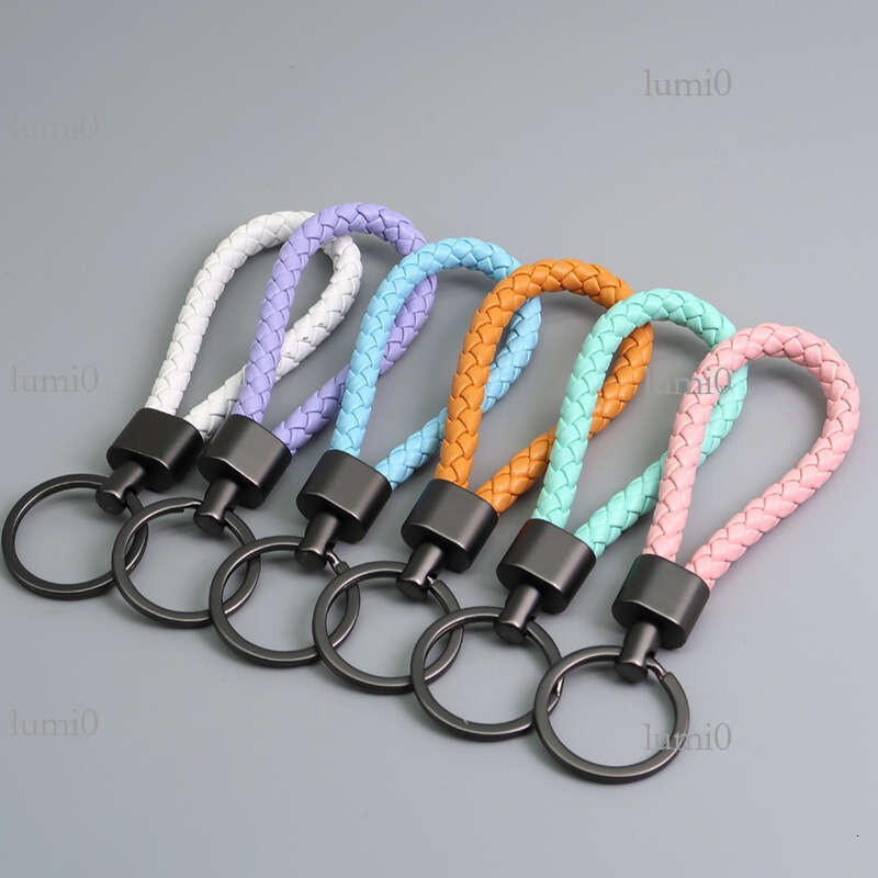 Handmade Woven High-Quality PU Leather Rope Car Keychain Pendant Bag Decoration Small Gift Personalized Lightweight