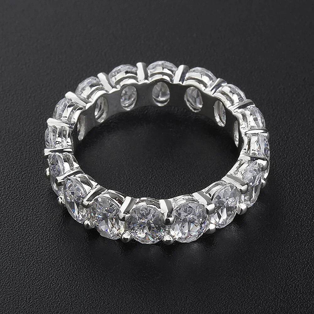 0.3 Carat Oval Cut Moissanite Eternity Rings with Certificate Half/Full Diamond Wedding Band for Women 925 Silver Stacking Ring