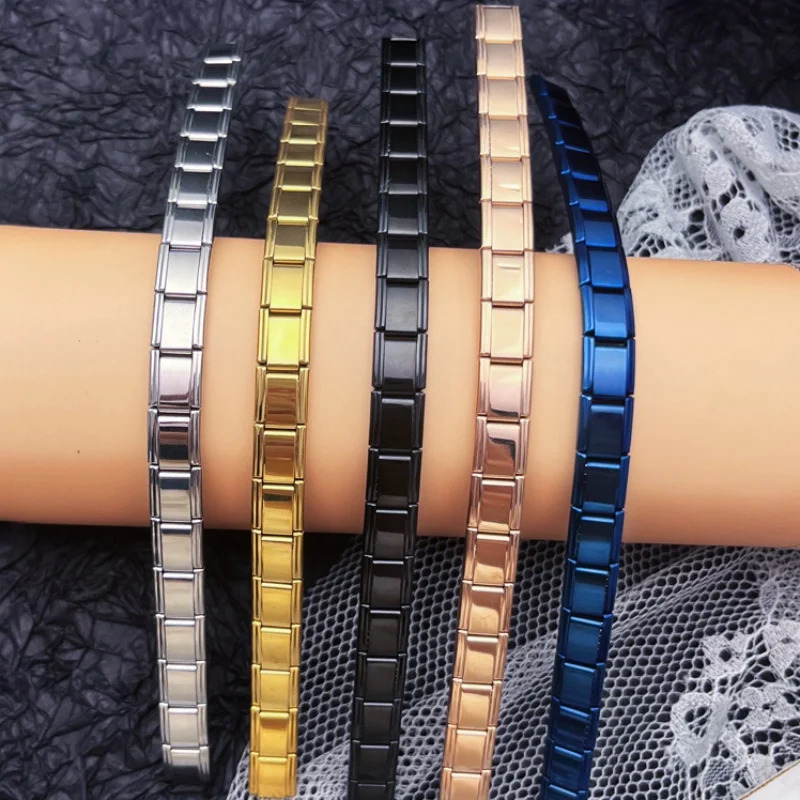 Italian Elastic Charm Bracelet 9mm Width Stainless Steel Bangle Fashion Womens Jewelry DIY Making Wholesale 250812
