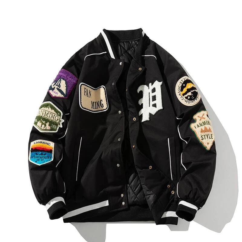 Winter Varsity Men Women Letter Badge American Baseball Jacket Street Fashion Hip Hop Coat Youth Couple Clothes Blue Red