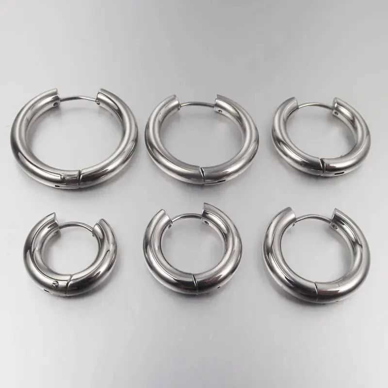 2 Pieces 4mm Thick Stainless Steel Earrings Cute Big Round Circle Earrings Hoop Earrings Huggie Jewelry for Men and Women Gift XJ250814