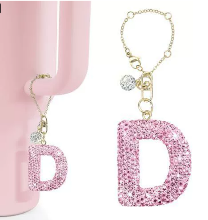 Key Rings Jewelry sparkling rhinestone Keychains Lanyards Glitter 26 Letter shiny Charms For Cup Bottle Chain Tumbler With Handle Bling Initial Name M