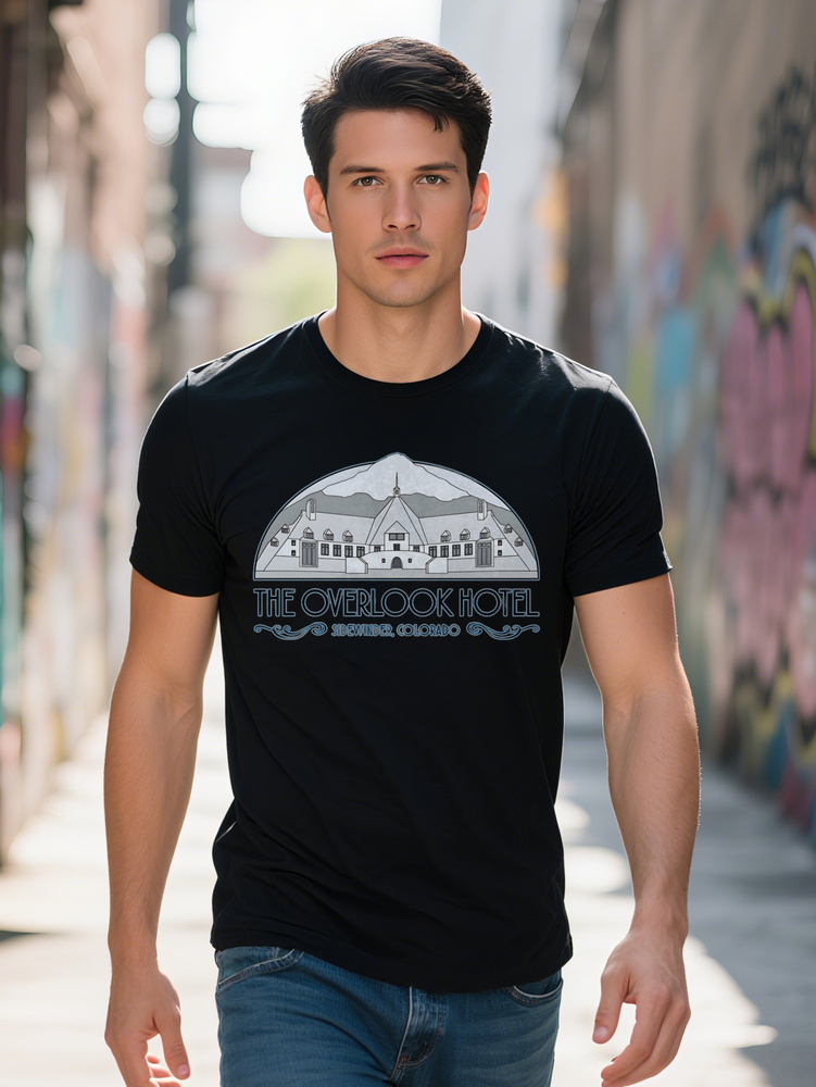 S Round Neck T-Shirt with The Overlook Hotel Light Blue Style Regular Fit Perfect Gift for Men Summer Casual