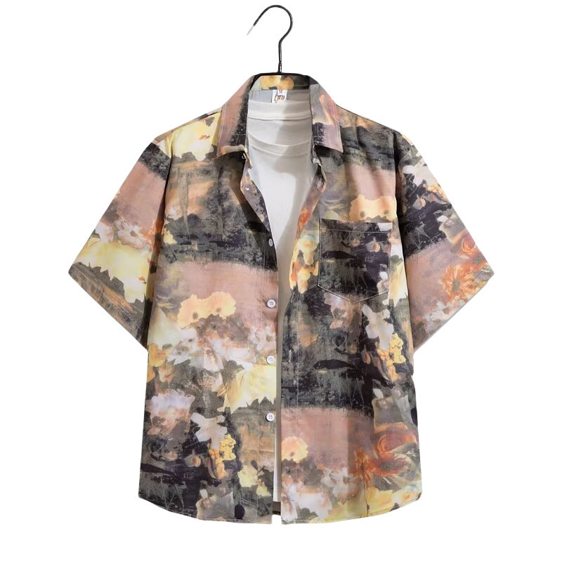Men's Casual Shirts Short Sleeve Shirt Hawaiian Streetwear Floral Print Polyester Breathable And Lightweight Summer Wear Mens Clothing