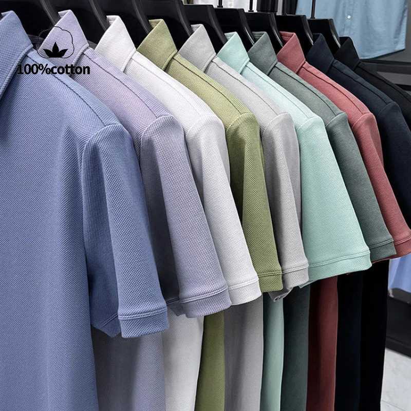 Premium Double-Sided 100% Cotton Polo Shirt - Soft Skin-Friendly Textured Pearl Weaving Strong Luster Stylish Comfortable XJ250804