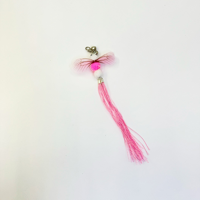 Three section retractable cat teaser stick cat toy spring dragonfly replaceable feather head cat toy