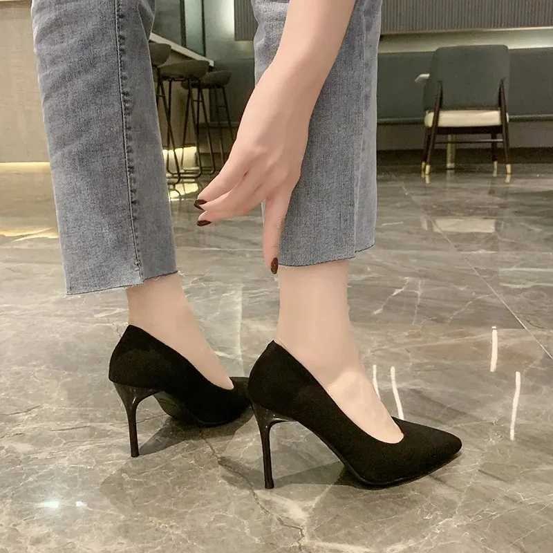 Spring and Autumn New Black High Heels Female Shallow Mouth Pointed Thin with Sexy Temperament Single Shoes Womens Shoes W250814
