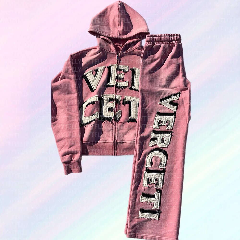 Street Style Hip-Hop Letter Print Pattern Cardigan Zipper Hoodie Fashion Casual Set 2025