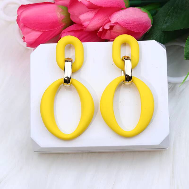 Acrylic Fashion Spray Paint Colorful Pendant Exaggerated Trendy Earrings for Women Uionen 802