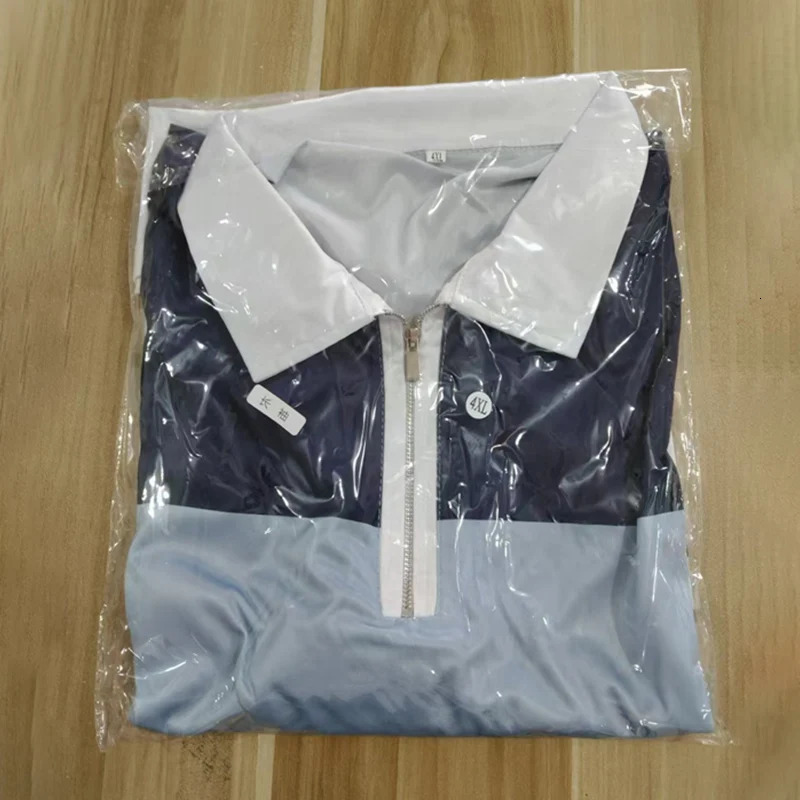 Spring Autumn Men Long Sleeve Casual Turn-down Polo Shirt 100% Polyester Quick Drying Zipper Tops Stripe Golf Polo T Shirt 250813