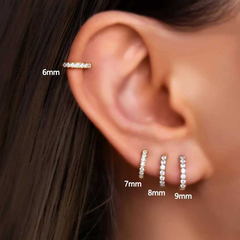 2pcs Stainless Steel Minimal Hoops Earrings for Women 5mm 6mm 7mm 8mm 9mm Huggie Hoops Mini Multicolored Rainbow CZ Earrings XJ250814