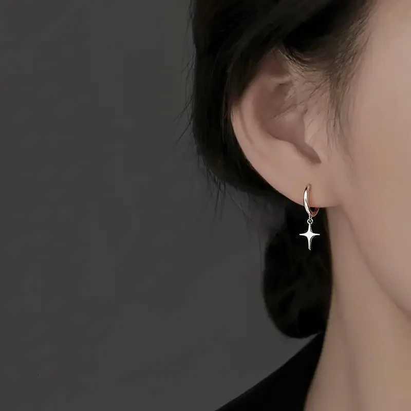 925 Sterling Silver Star Hoop Earrings Simple Temperament Inlaid for Women Wedding Jewelry Accessories XJ250814