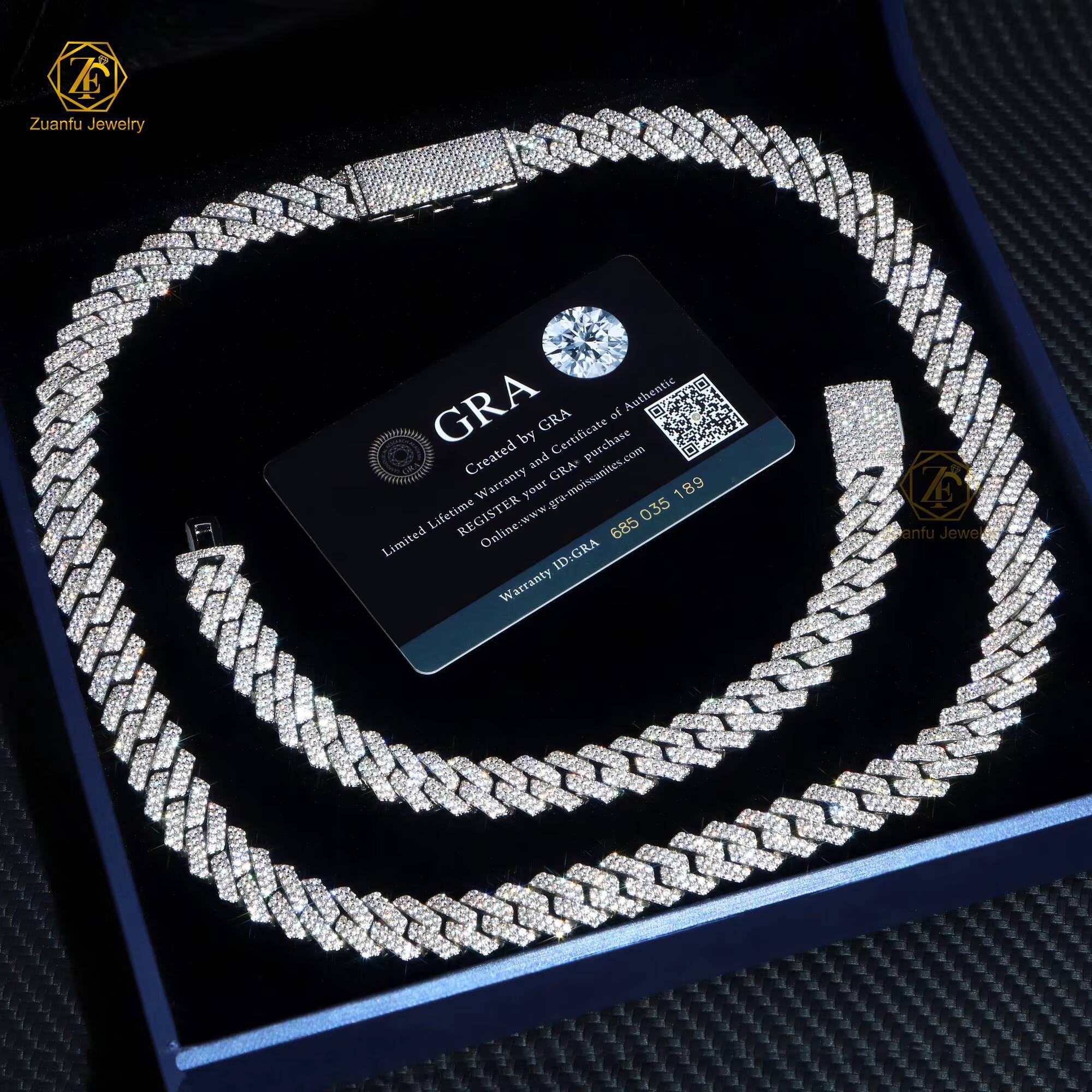 RTS Wholesale Fast Shipping Hip Hop Sier Necklace VVS Moissanite Dia Cuban Link Chain 8mm-15mm Size for Men's