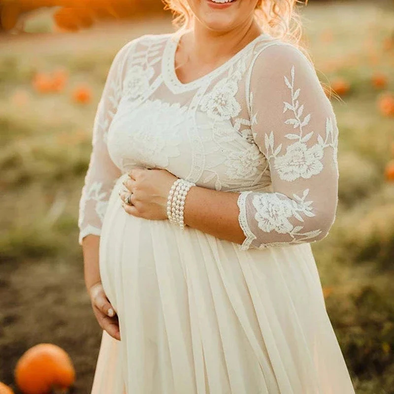 Lace Maternity Maxi Gowns Dresses for Po Shoot Long Sleeve Chiffon Pregnant Women Baby Shower Pregnancy Dress Pography 250813
