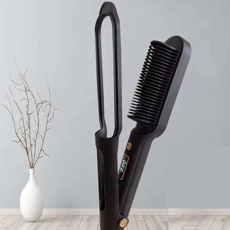 Professional Negative Ion Hot Comb Hair Straightener Brush Fast Heating LCD Ceramic Salon Hair Straightener Comb W250814