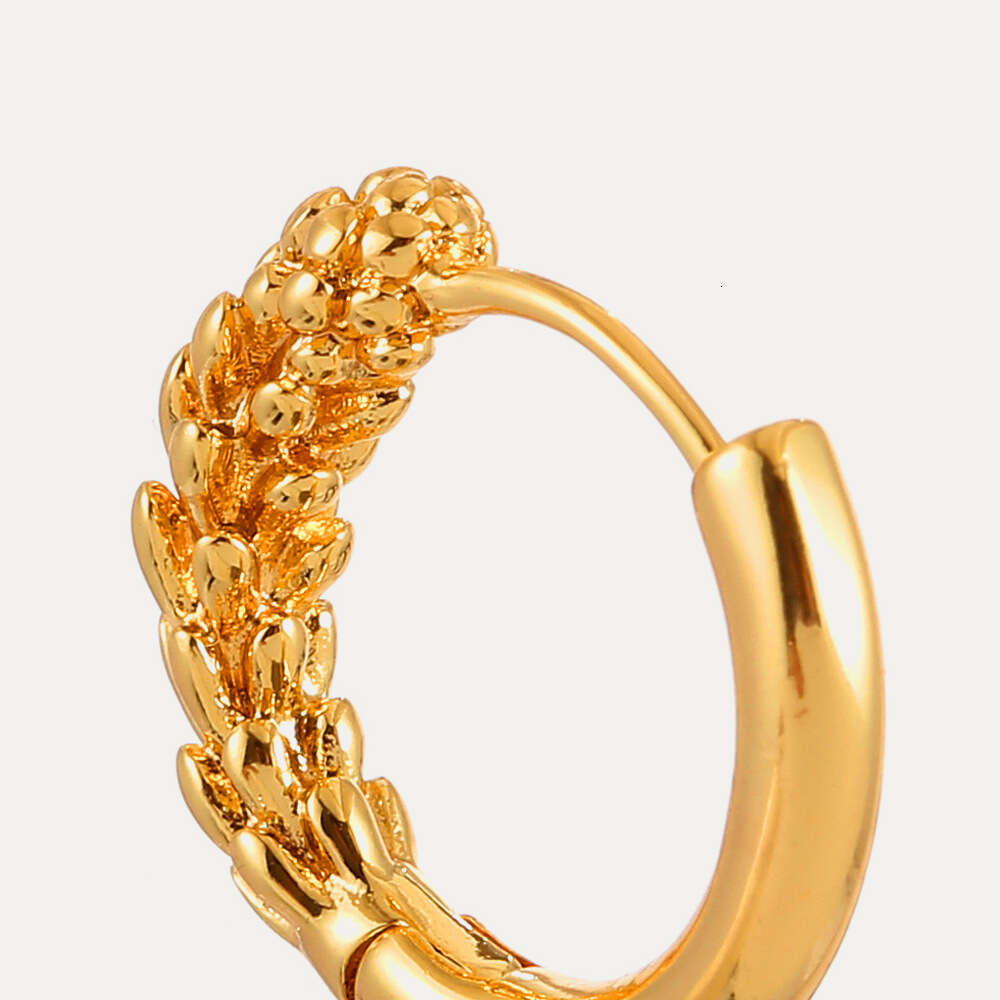 Wheat Ear Hoop Earrings - Gold/Silver Plated Copper Minimalist Geometric Studs for Women