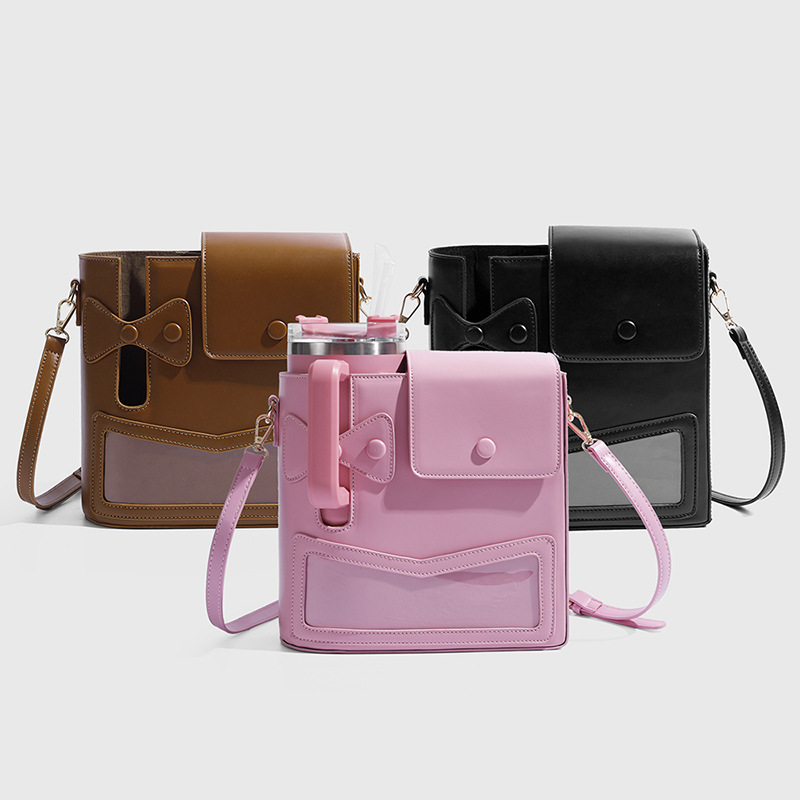 New Bowknot Water Women, Cute Outdoor Portable Drink Bottle Bag, Crossbody Bag for Students