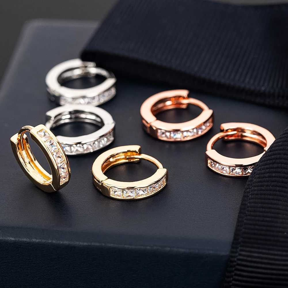 10mm Circle CZ Zircon Hoop Earrings for Women Bohemian Gold Color Silver Color Small Round Earrings Fashion Girl Jewelry XJ250814
