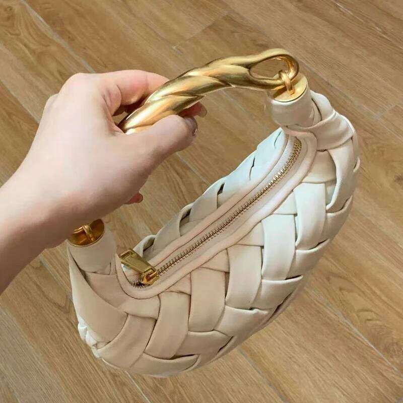 Classic Half Moon Bags For Women Designer Handbag And Purse 2025 New In PU Metal Top Handle Cross Braided Wrist Shoulder