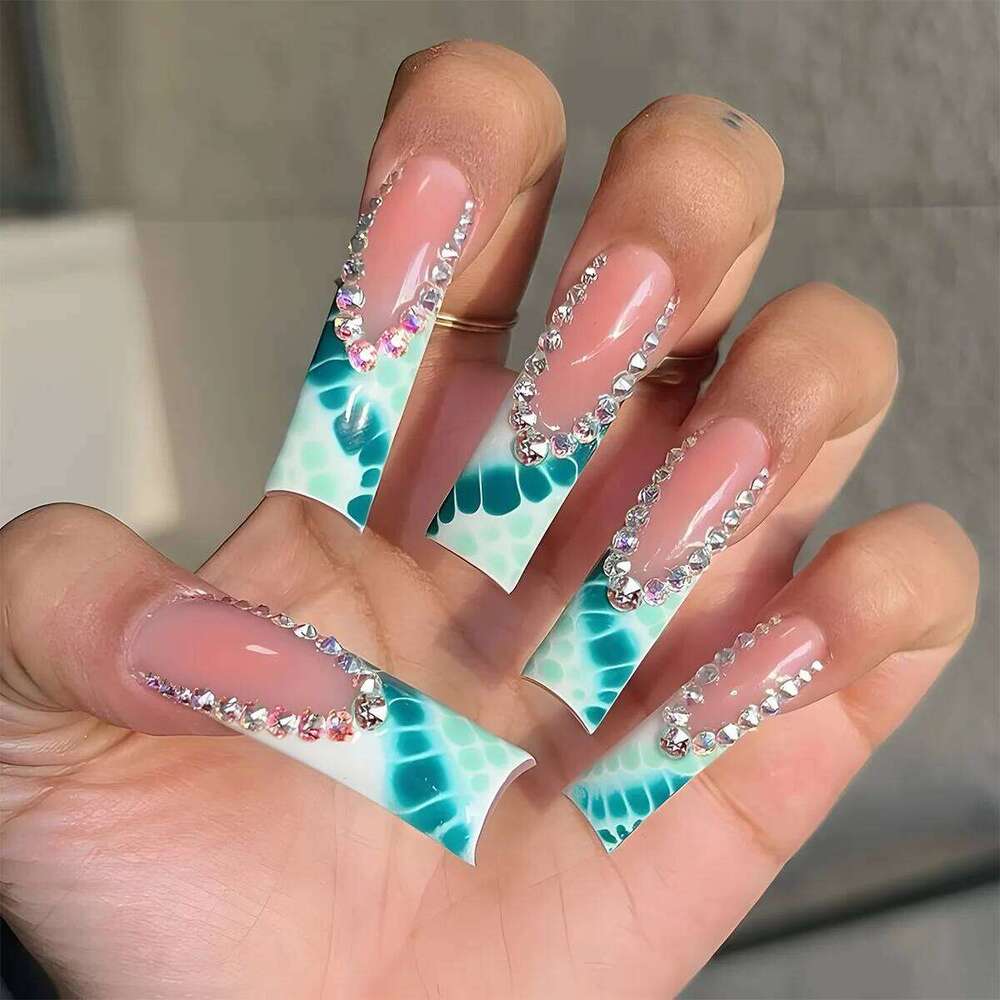 24pcs European Ballet Press on Punk Cool Coffin Head Fake Long Spice False Nails for Women Girl Wearable X250814