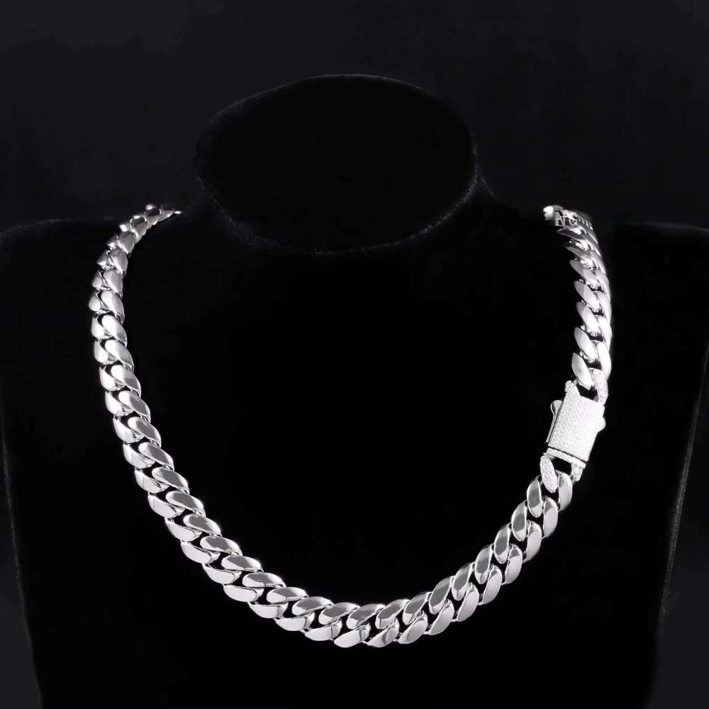 Hip Hop Gold Plated Sterling 12mm Wide Heavy Sier Cuban Chain for Mens Jewelry