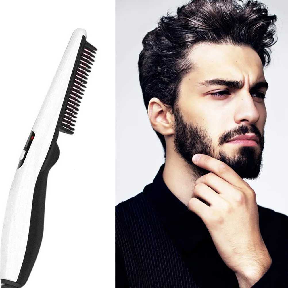 Portable Straight Beard Comb Hair Straightening Electric Beard Comb Hairdressing Straightener Heat Technology Safe Rubber W250814