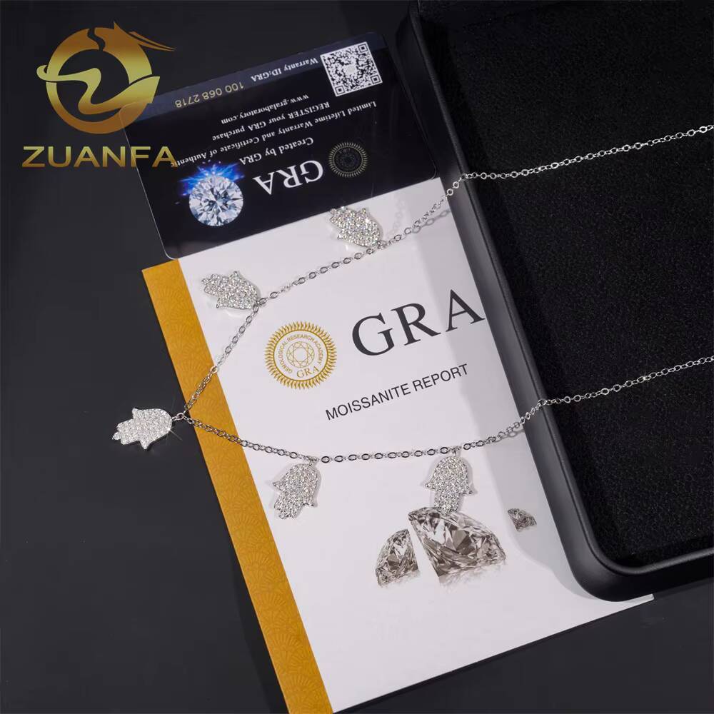 Fashion Jewelry Hasma Moissanite Men Women Sier Iced Out Pendant Hand Necklace
