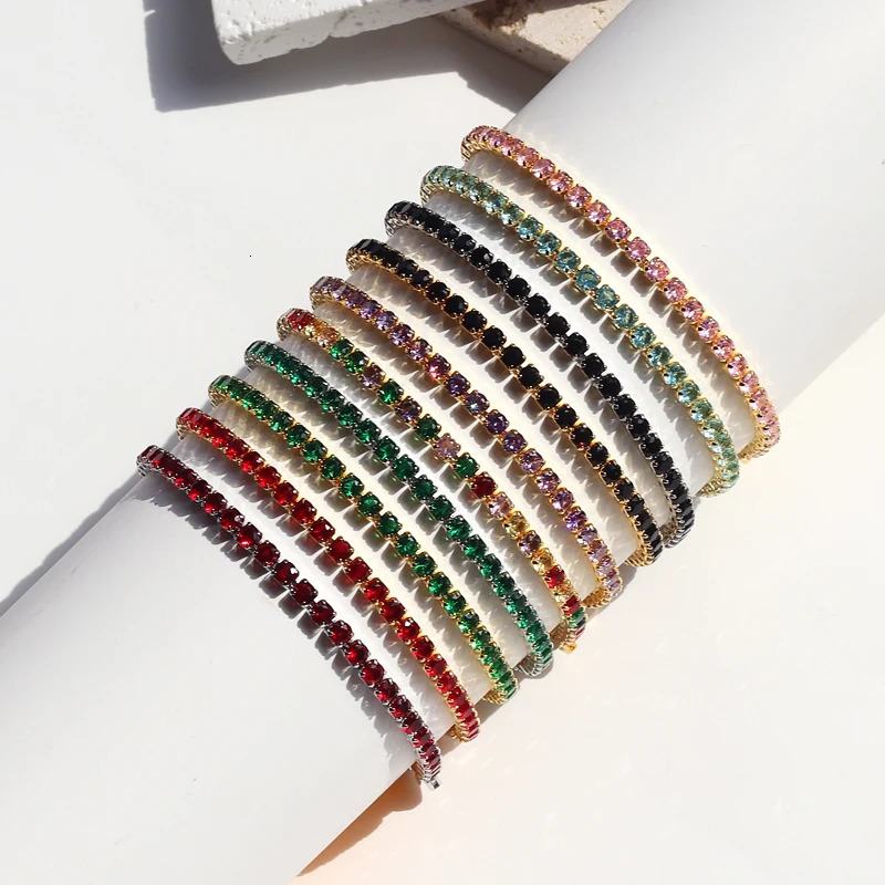 Colorful Crystal Tennis Bracelet for Women Waterproof Multicolor 3MM CZ Wedding Birthstone Hand Chain Jewelry Wholesale 250808