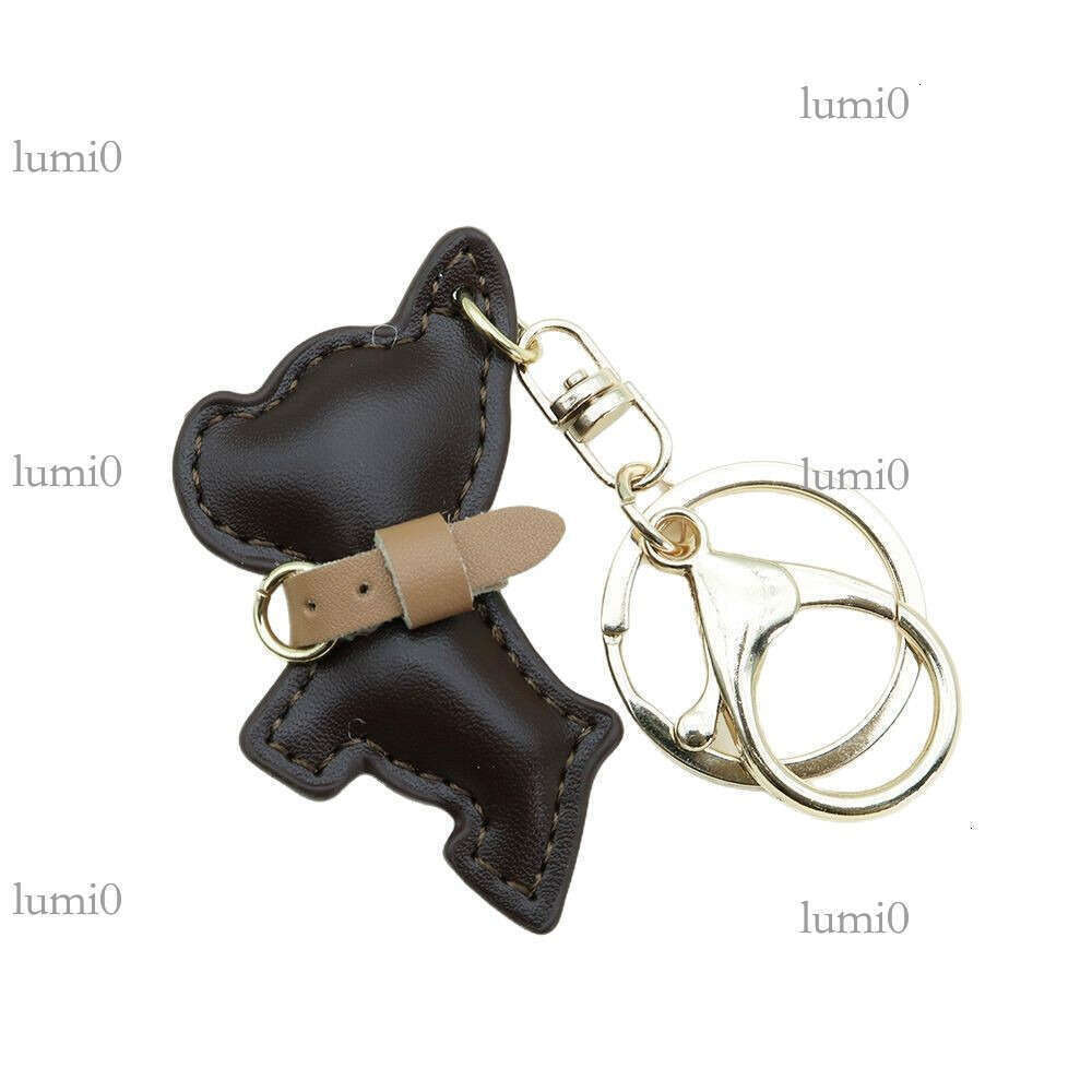 Creative Mini French Bulldog Puppy PU Leather Car Keychain Internet Celebrity Pendant Bag Accessory