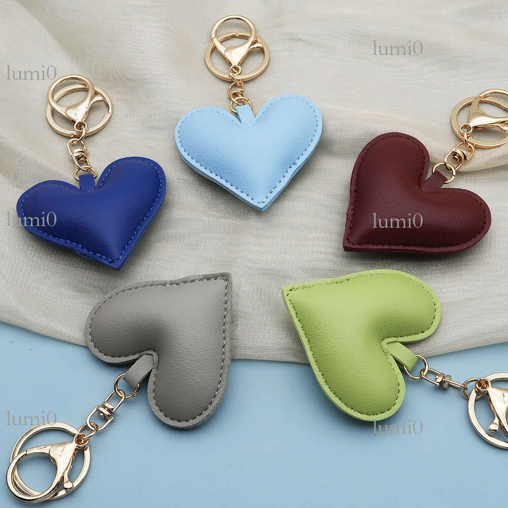 PU Simple Love Heart Couple Keychain Bag Pendant
