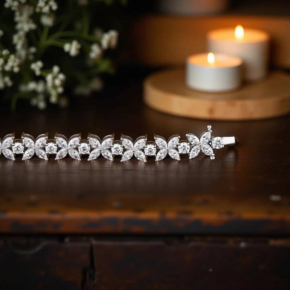 Luxury Butterfly Moissnaite Tennis Bracelets with Certificate /High Carbon Diamond Bracelet for Women 100% S925 Silver Jewelry