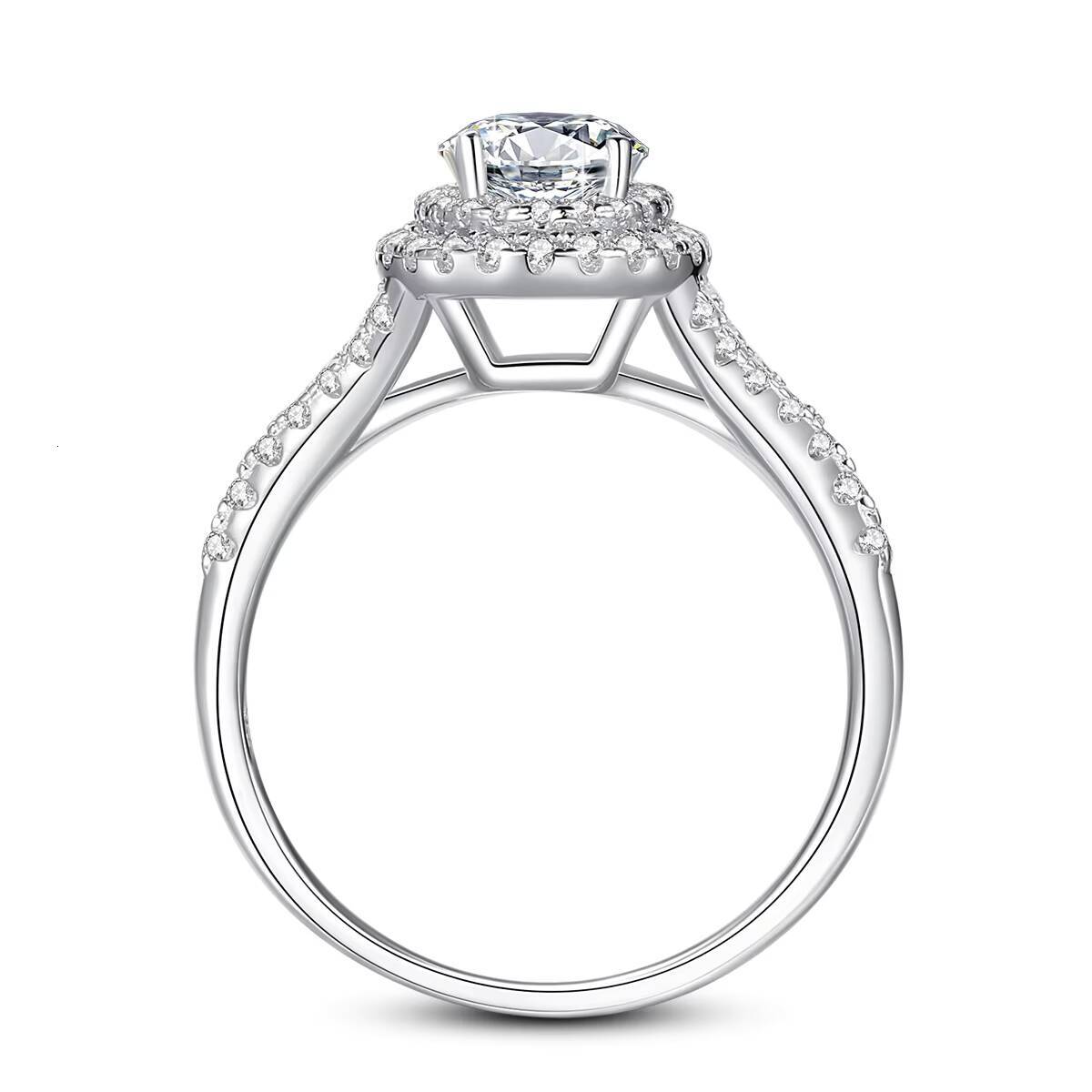 Classic Fine Jewelry 1.5 Carats Oval Cut Moissanite Dia Ring VVS1 D halo Sier White Gold Engagement Rings for Women