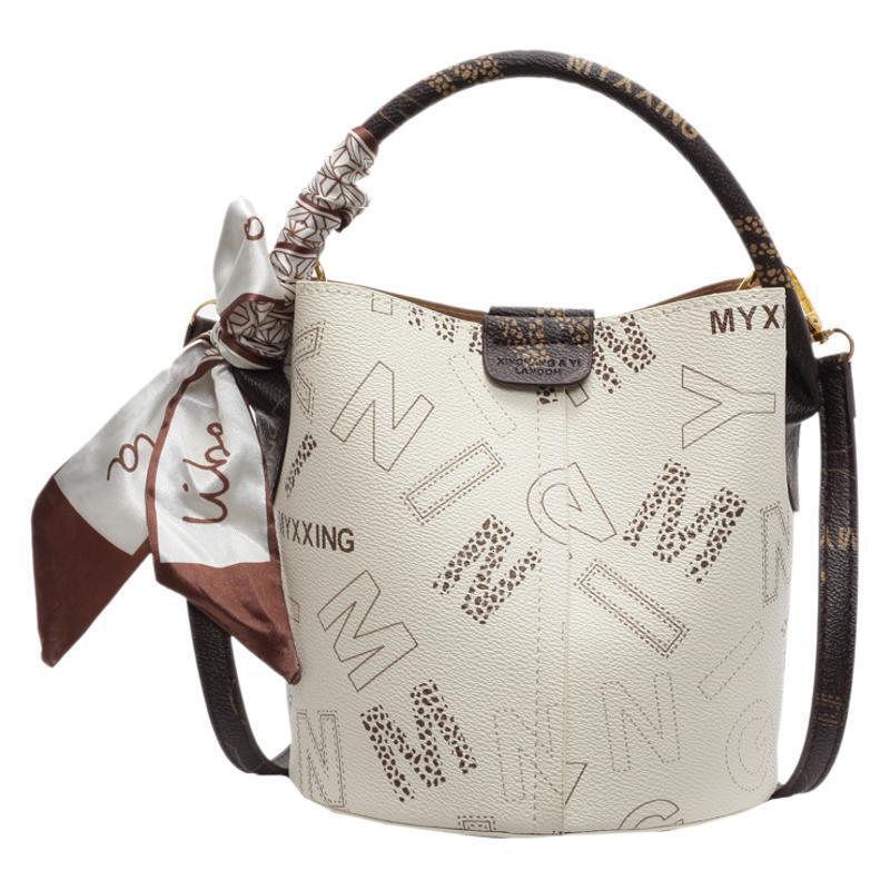 Vintage Light Luxury Women's Letter Bucket Bag Handbag Free Shipping Designer Fashion New Mother And Daughter Bag Versatile Single Shoulder Cross
