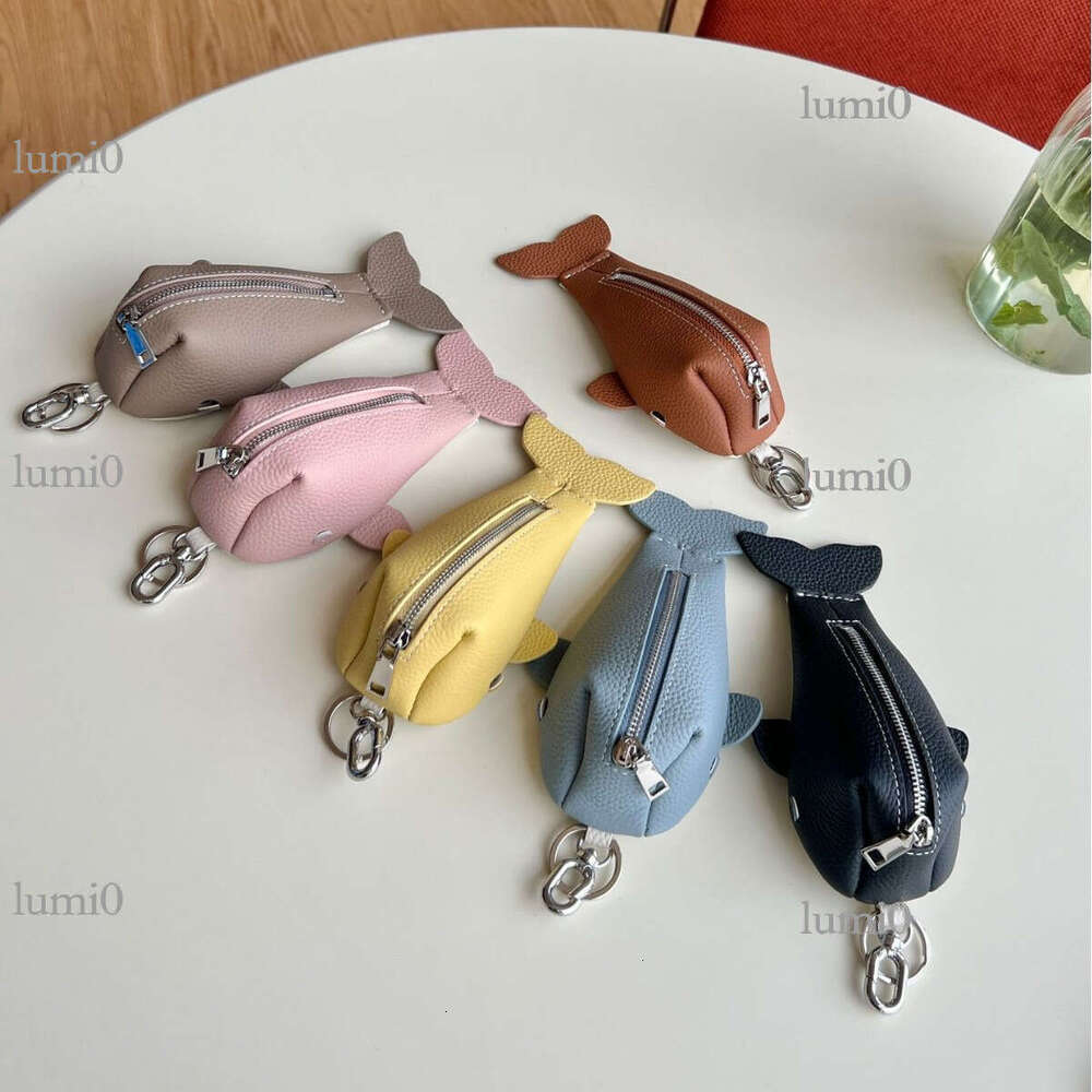 New Genuine Leather Little Whale Coin Purse Key Car Pendant Japanese Style Unisex Long Zipper Bag