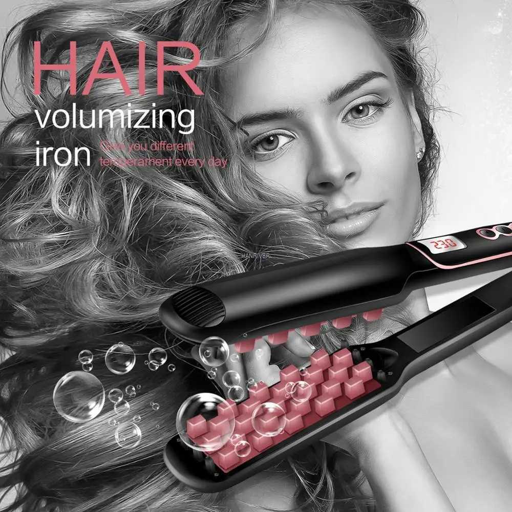 Hair Volumizing Iron Hair Straightener Curling Crimping Ceramic Crimper Hair Shiny Silky 2 in 1 Straightening Curling Flat Iron. W250814