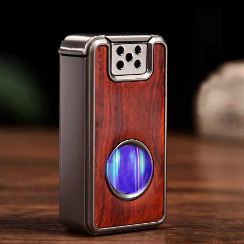 Windproof Dual-Flame Refillable Butane Torch Lighter with Adjustable Jet Wood Grain Design Cigarette Accessory Man Dad giftT250301