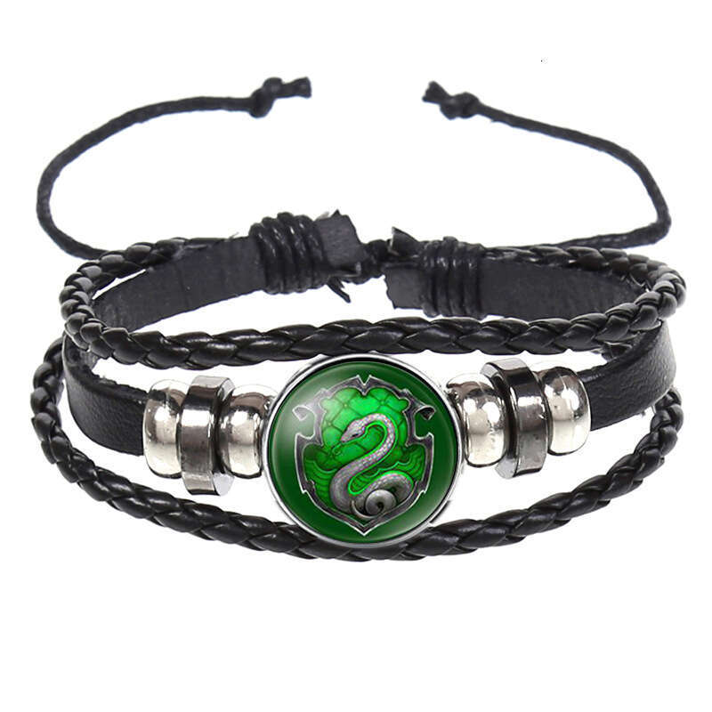 DHcollection Hot Selling Beaded Leather Bracelet Potter Badge Hogwarts School of Witchcraft and Wizardry Time Ornament