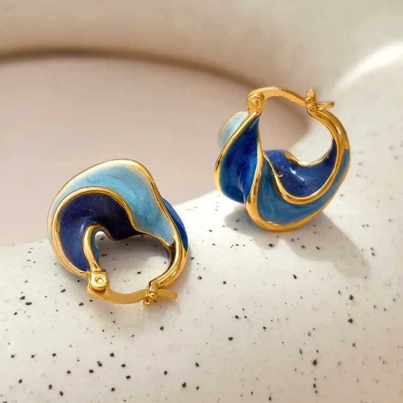 New Trend Enamel Color Metal Texture Small Hoop Earrings for Women Gold Plated Statement Ear Buckle Creative Jewelry Gifts XJ250814