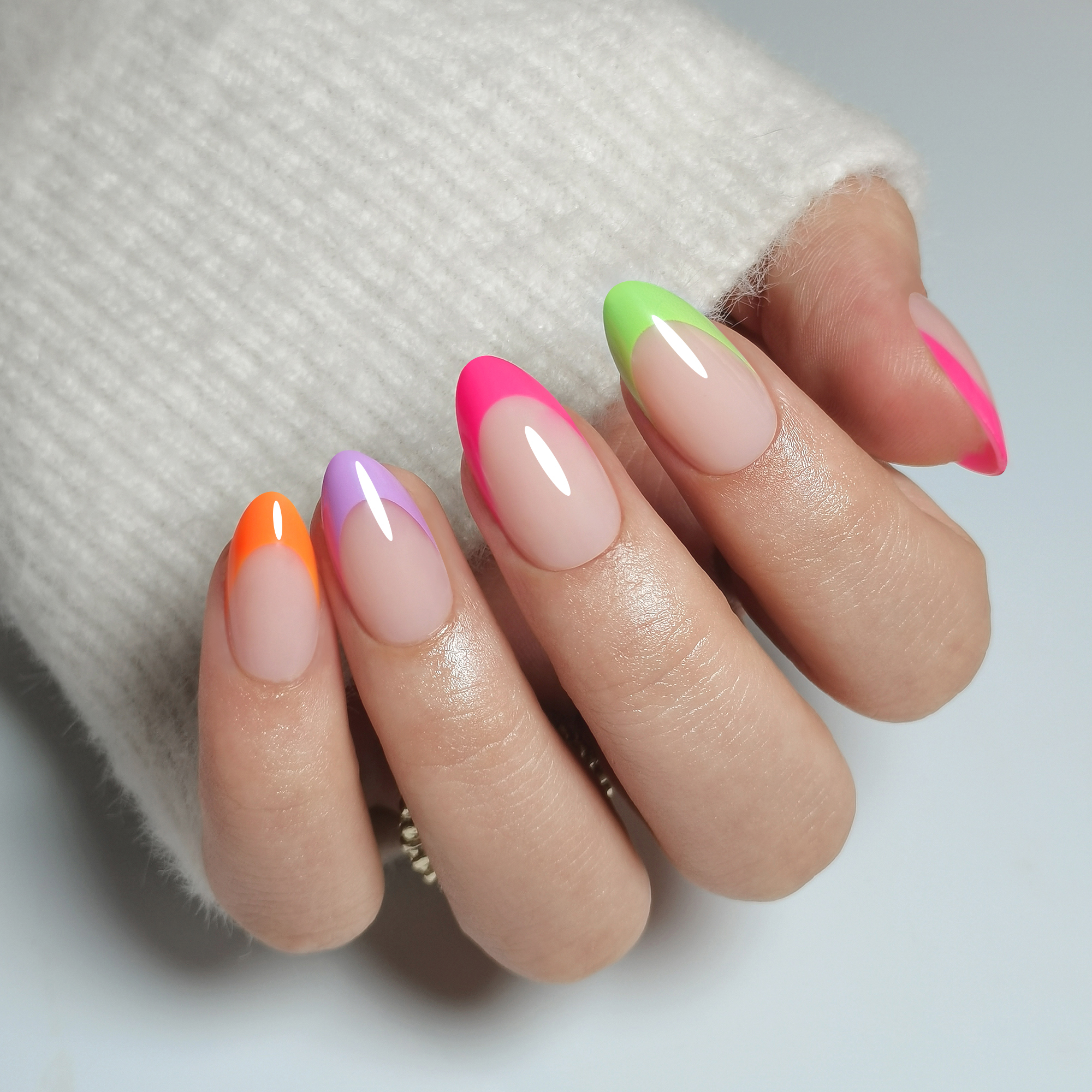 Premium French Acrylic Gel Nail Extensions with Adhesive - Professional Manicure Kit