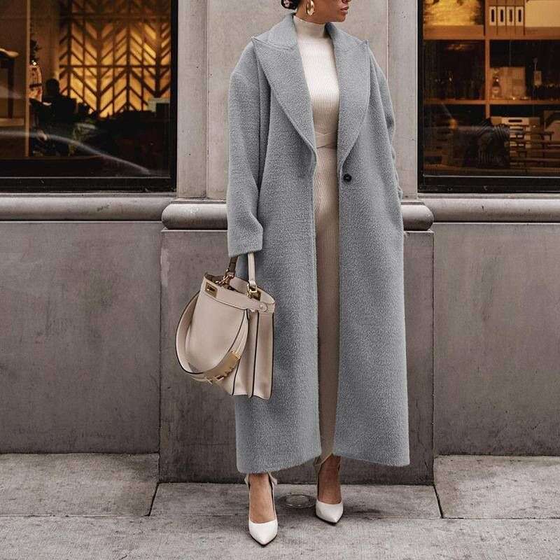 Women's fashion casual warm coat long sleeve lapel plush top